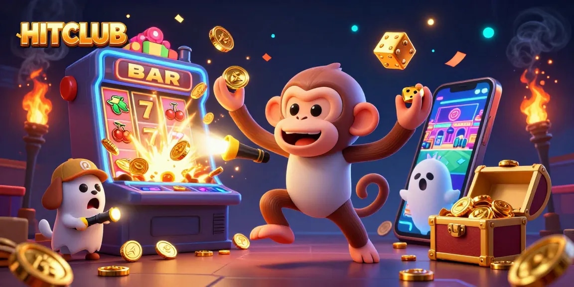 Experience HITCLUB's lively gaming scene with a poltergeist monkey and ghost-hunter puppy.