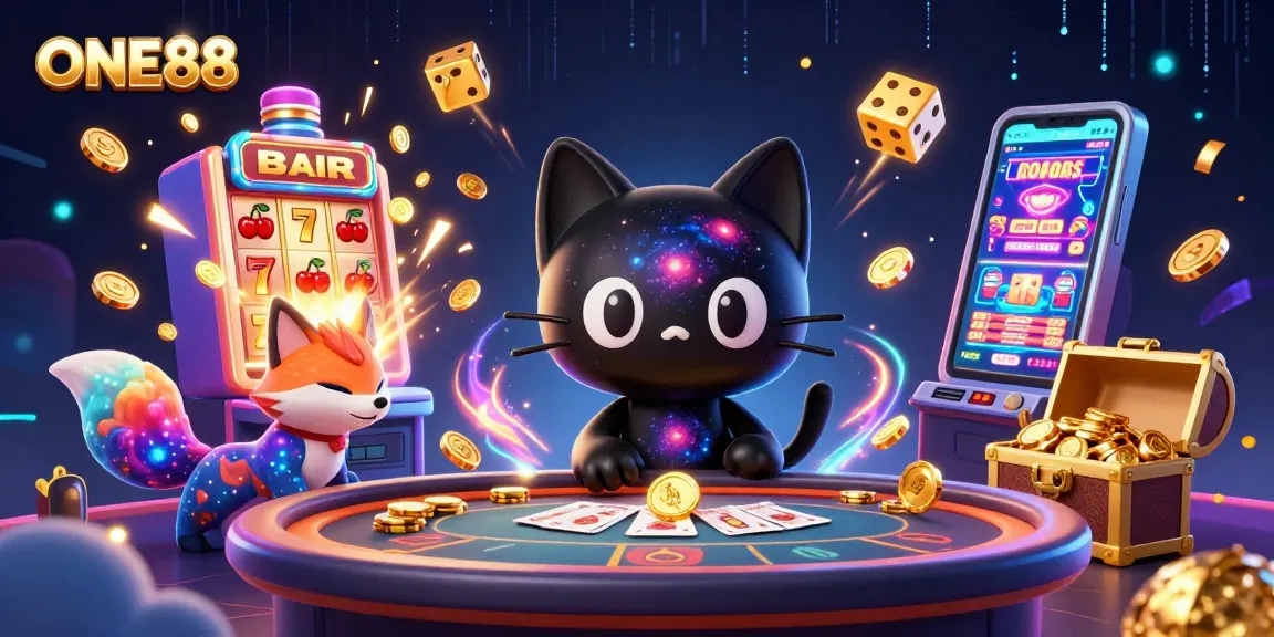 Experience thrilling gameplay at ONE88 with our cosmic casino, featuring vibrant characters and exciting elements.