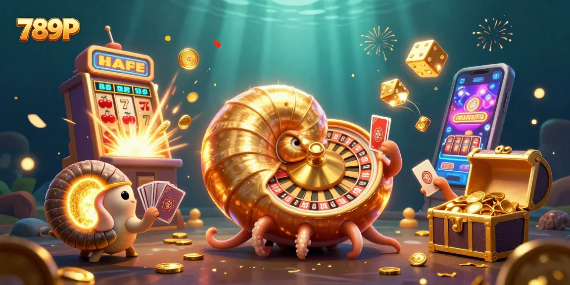 Engage with 789P’s thrilling casino games through an energetic jackpot celebration featuring a giant nautilus roulette.
