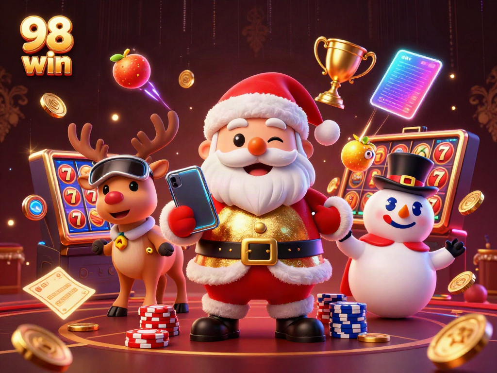 Spin jackpots and win big at 98 win with exciting casino games and festive characters.