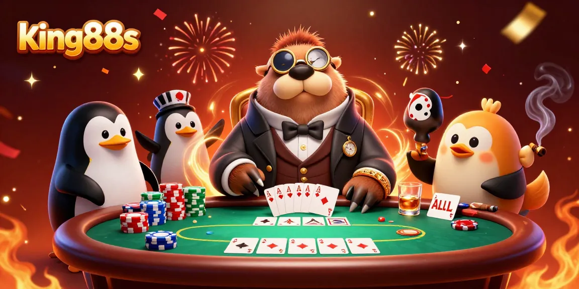 Experience the thrill of king88s at an underwater poker table with vibrant characters and dynamic casino elements.