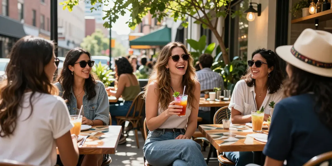 Brianna Lyman age and height captured in a joyful urban gathering with friends, showcasing style and community.