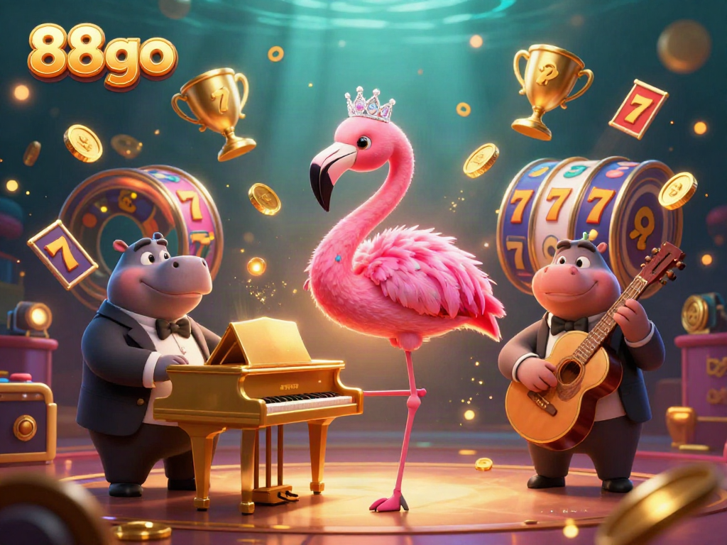 88go showcases engaging slot reels and vibrant characters in a dynamic casino scene, enhancing player excitement.