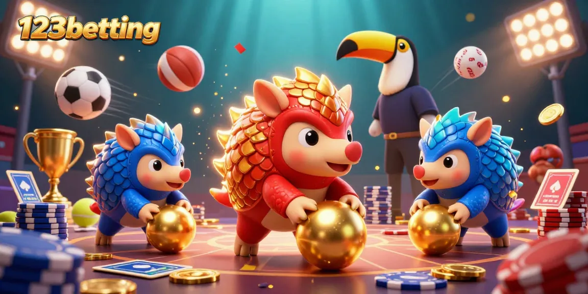 Experience thrilling gameplay with 123betting as pangolins roll into golden balls and poker chips.