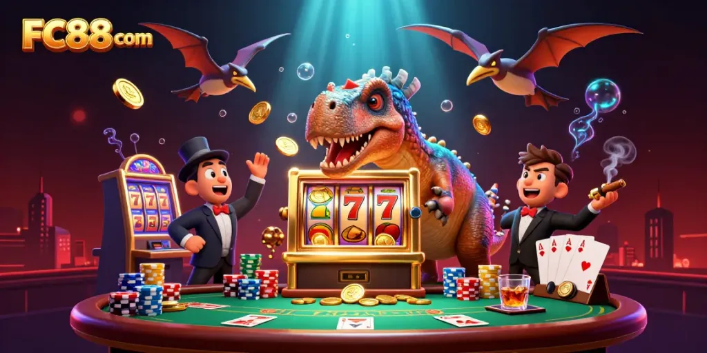 Experience thrilling moments at FC88 com with a dinosaur-inspired gaming adventure, featuring dynamic gambling elements.