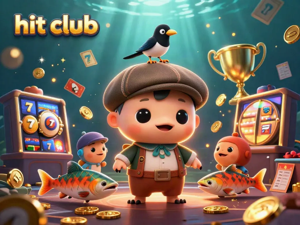 Hit Club showcases the jackpot excitement with a playful Nessie and her golden magpie in a dynamic casino scene.