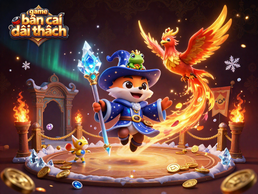 Engage in thrilling game bắn cá đổi thưởng with a mystical fox, phoenix, and enchanting elements.
