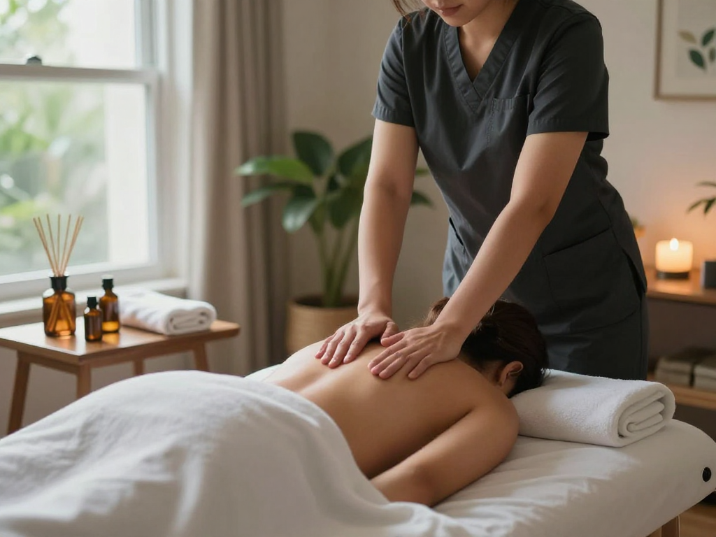 Premium 부천출장안마 service featuring a relaxing Swedish massage in a cozy home setting with a professional therapist.