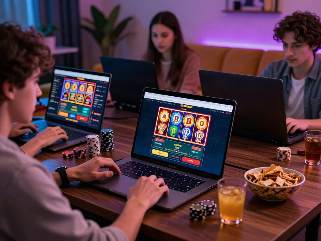 Dewacash Asia gaming experience with vibrant graphics on a laptop in a cozy home environment.