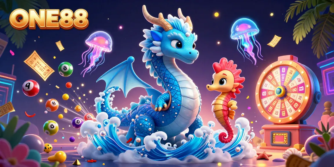 Experience the excitement of ONE88 with a vibrant illustration featuring a dragon and gaming elements.