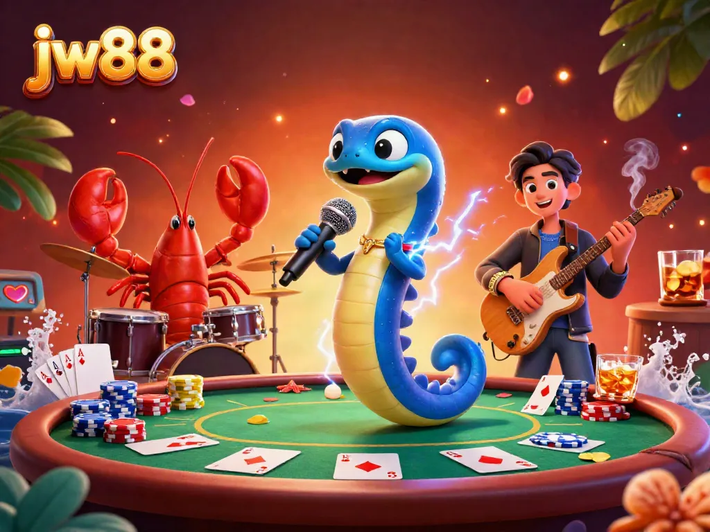 Experience the vibrant energy of jw88's underwater casino scene with lively cartoon characters and dynamic gaming elements.