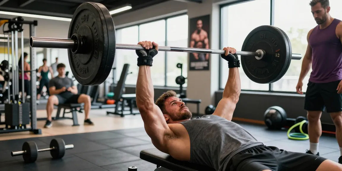 Bodybuilder lifting weights in Anabolika Shop gym, showcasing strength and dedication.