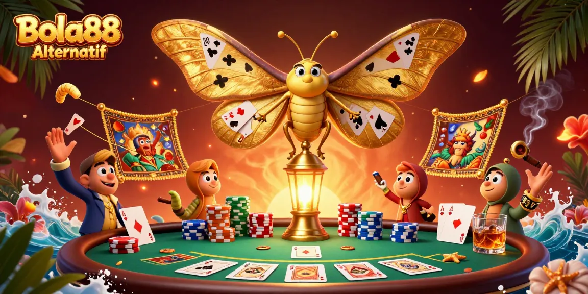 Engage with the thrilling action at Bola88 Alternatif with colorful poker elements and captivating characters.