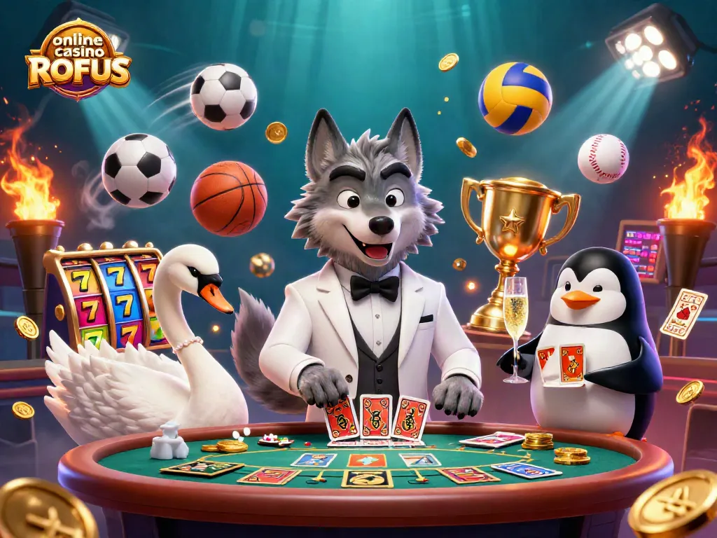 Engage with online casino uden ROFUS through an exciting scene of dynamic characters and casino elements.