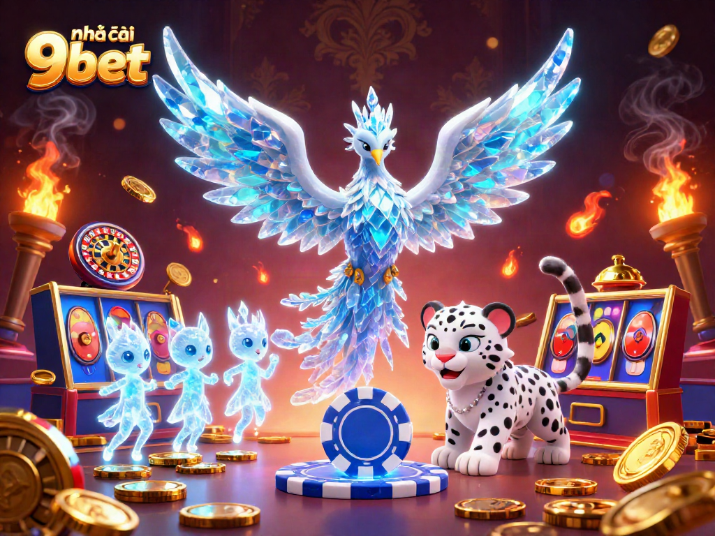 Experience 激动人心 của nhà cái 9bet with an enchanting casino scene featuring vibrant slot machines and lively characters.