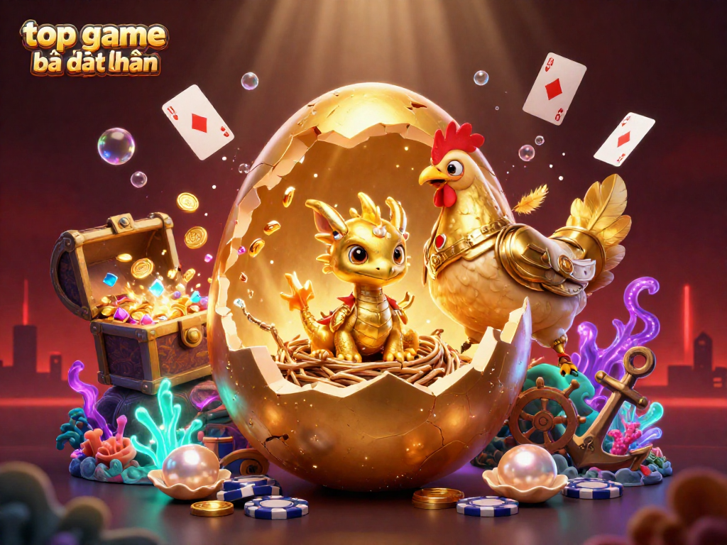 Experience thrilling action in the top game bài đổi thưởng with a golden dragon and poker elements.