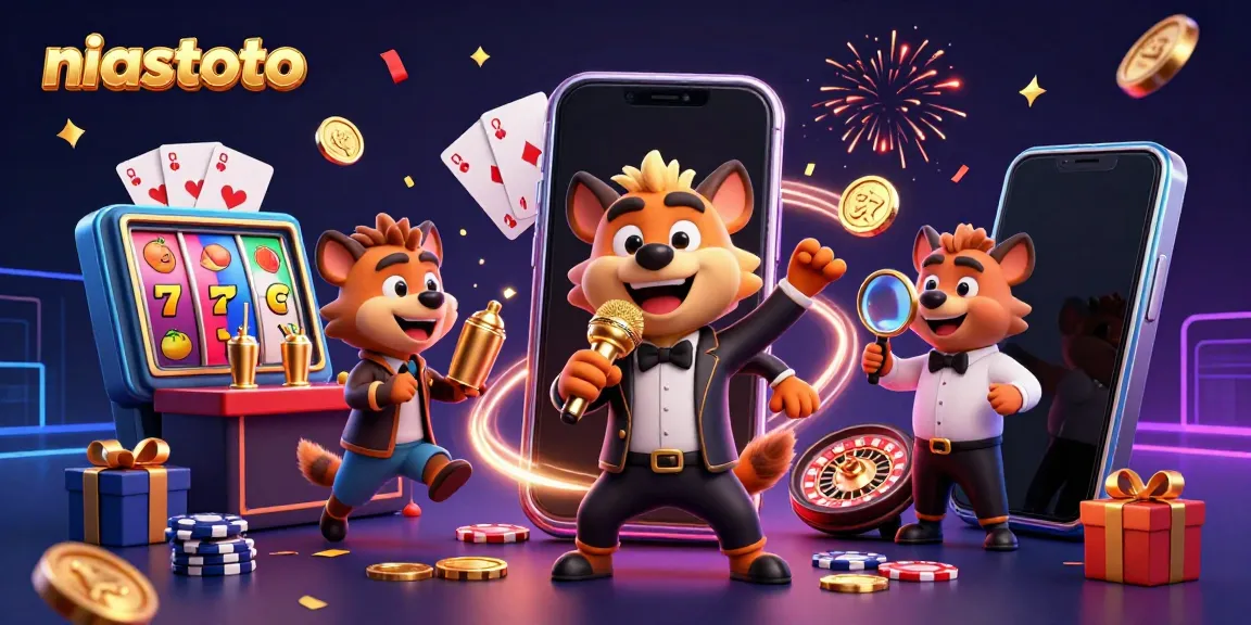 NIASTOTO hyenas entertaining at a comedic casino scene with dynamic gaming elements.