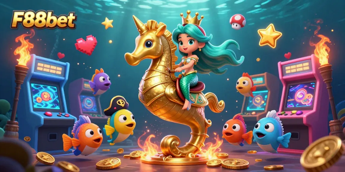 Experience thrilling gaming adventures with F88bet in this vibrant underwater scene full of excitement.