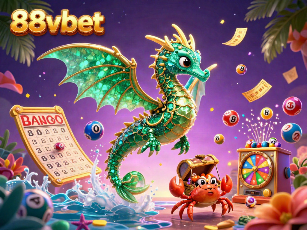 Engage in thrilling fun with 88vbet while playing vibrant games in an entertaining, 3D casino scene.