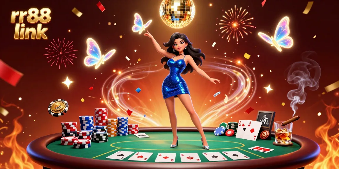 Engage in gameplay at rr88 link, experiencing the excitement of poker tables and vibrant casino elements.
