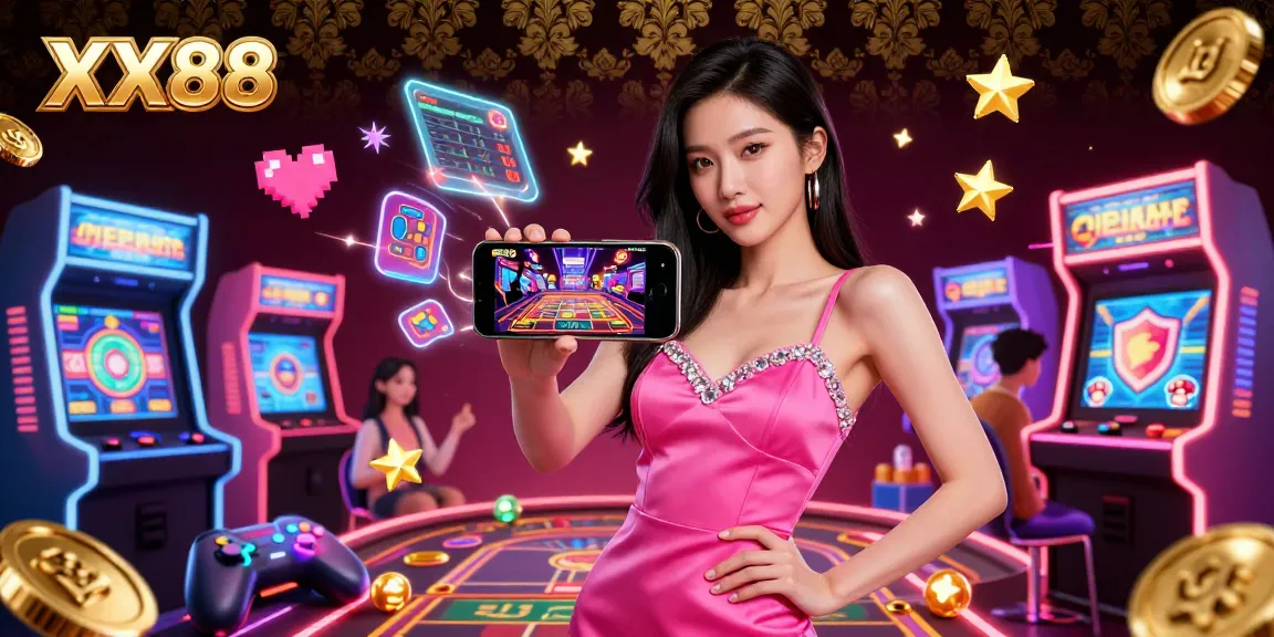 Experience the thrilling live dealer game practices at XX88 with exciting casino elements illuminating the scene.