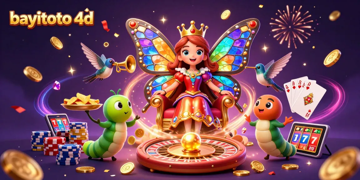 Play slots and win big with bayitoto 4d in this colorful 3D gambling illustration.