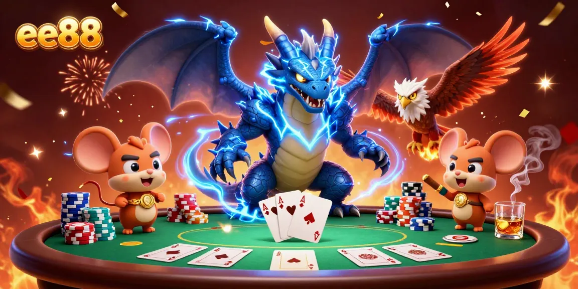 Experience thrilling poker action with ee88 in this vibrant, dynamic casino scene.