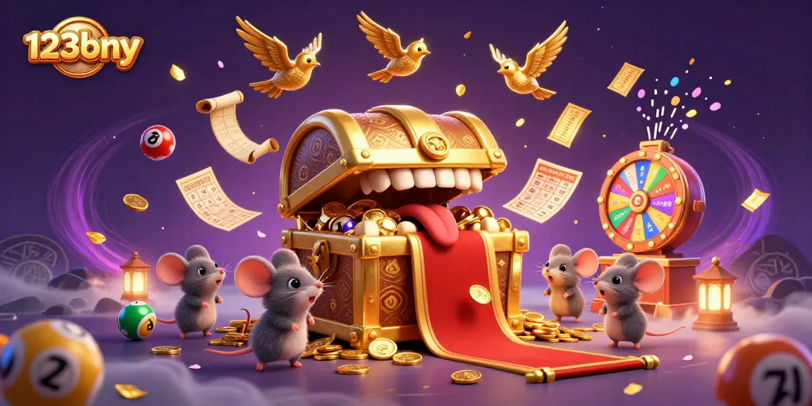 Win big with 123bny at this vibrant casino-themed illustration featuring exciting games and rewards.