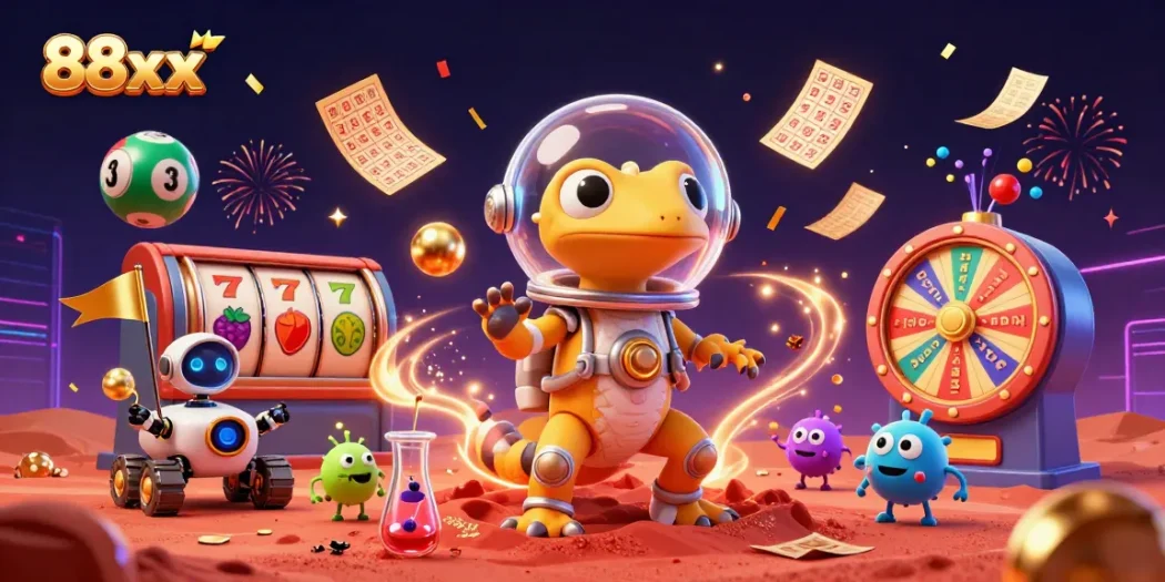 Engage in thrilling games at 88xx, featuring dynamic casino scenes with colorful elements