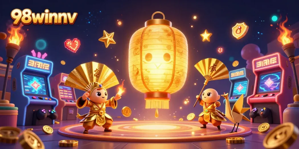 Experience thrilling gameplay at 98winnv with vibrant characters and casino elements in a rich illustration.