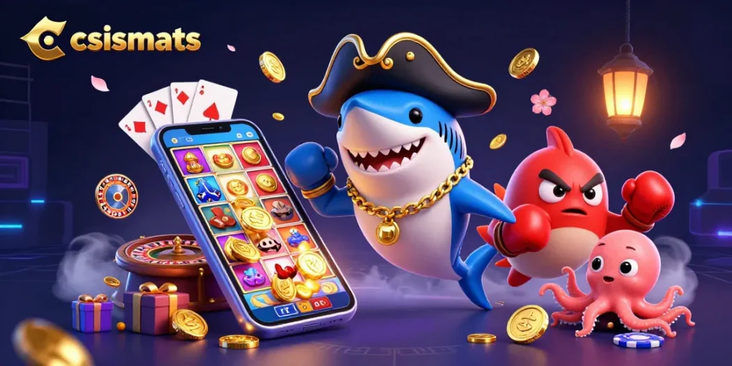 Engage with csismarts as a pirate shark and friends enjoy a vibrant casino adventure.