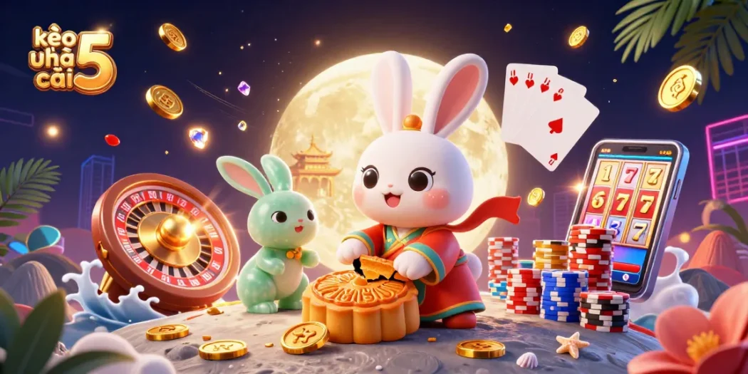 Experience the excitement of kèo nhà cái 5 with the moon rabbit and dynamic casino elements.