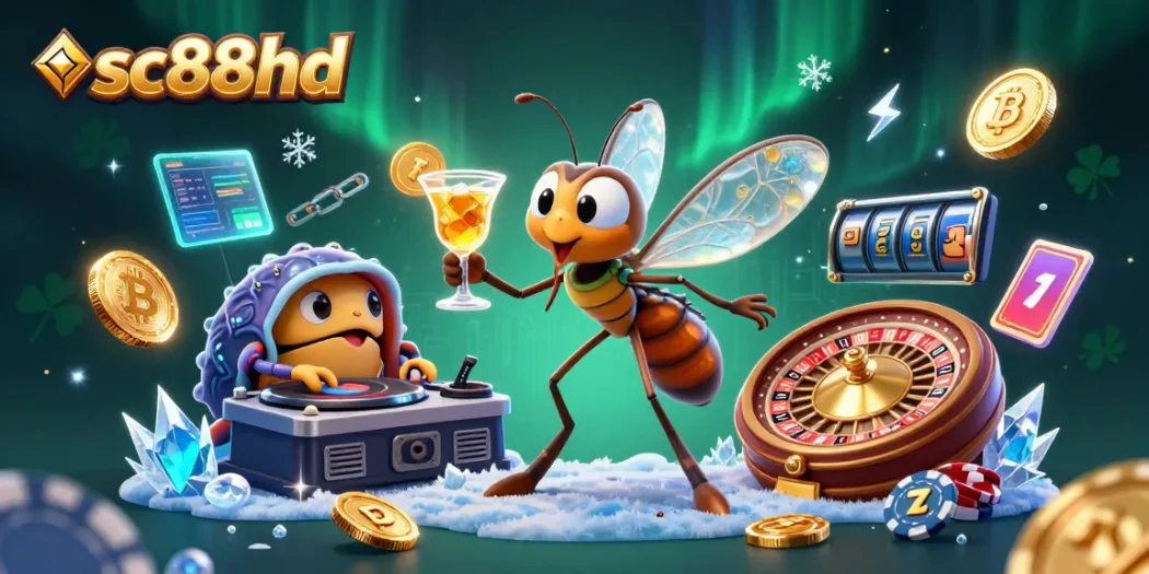 sc88hd casino mascot brings vibrant energy with animated games and crypto elements.