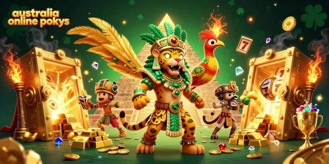 Play exciting australia online pokies with glowing treasures and dynamic slot elements.